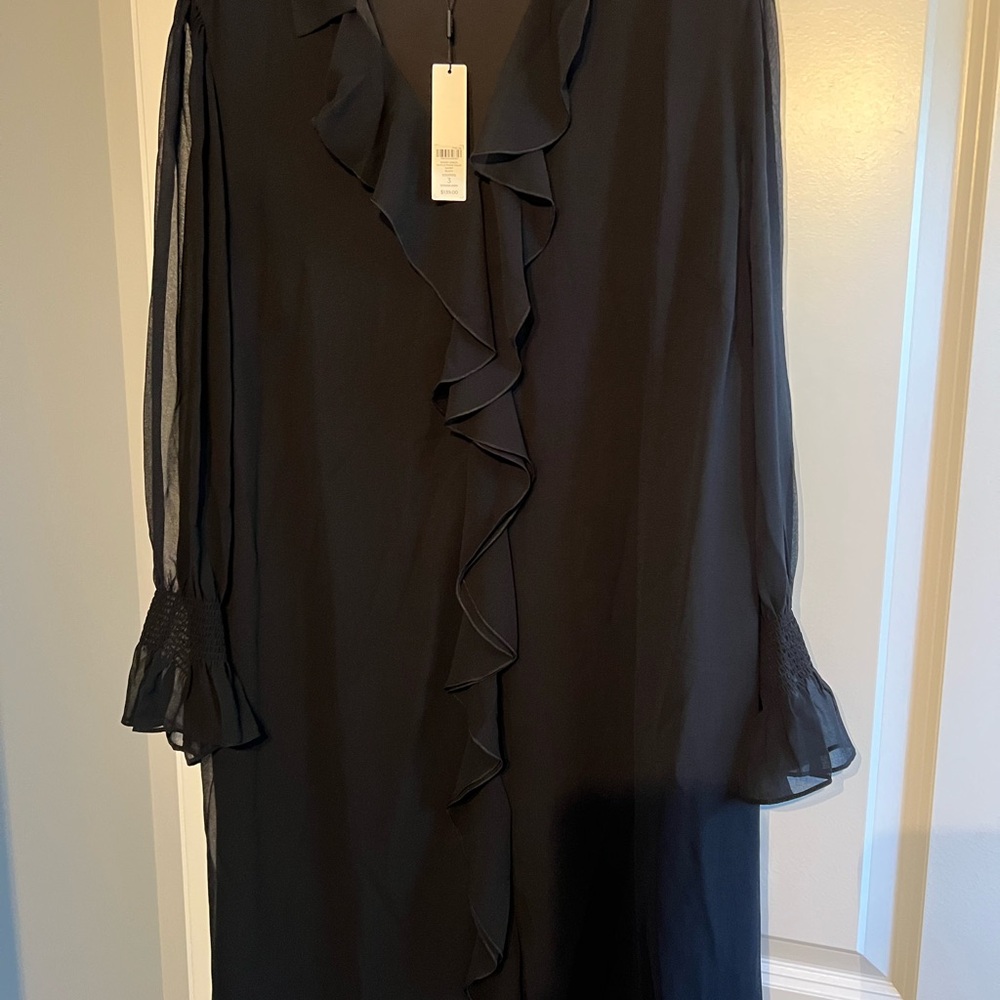CHICO’s  Black Long Sleeve Ruffle Dress